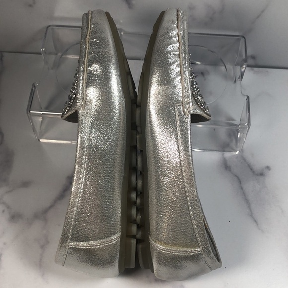 Lady Couture Rhinestone with Silver Metallic Flat Loafer - Size 36 - Picture 7 of 10